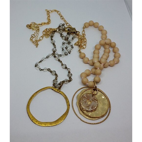 CURATED bundle lot 2 boho style statement look necklaces - Picture 1 of 5